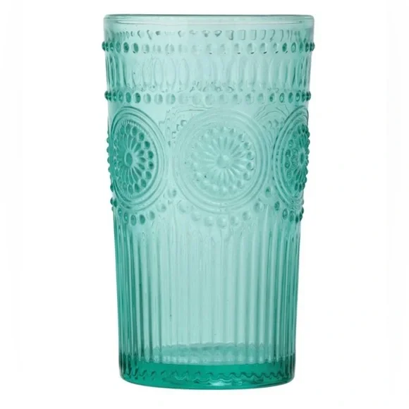 The Pioneer Woman Adeline 16-Ounce Teal Emboss Glass Tumblers, Set of 4 - Picture 4 of 6